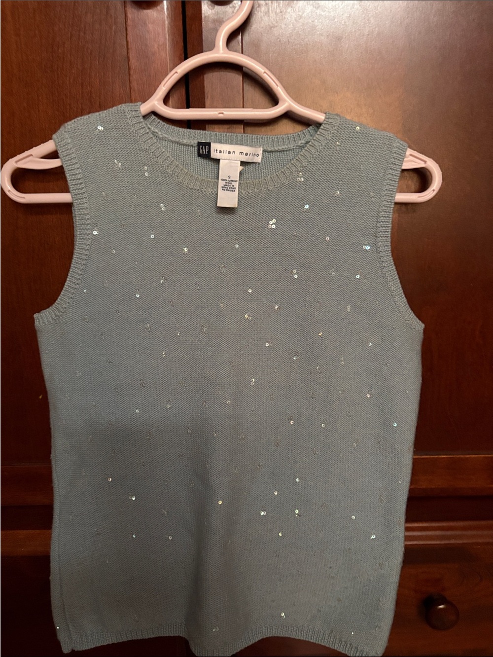 GAP Light Blue Sequin Knit Sleeveless Sweater Vest